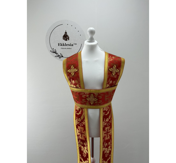 Coptic style stole - Long stole made of brocade - Coptic orar - Orarion in coptic style
