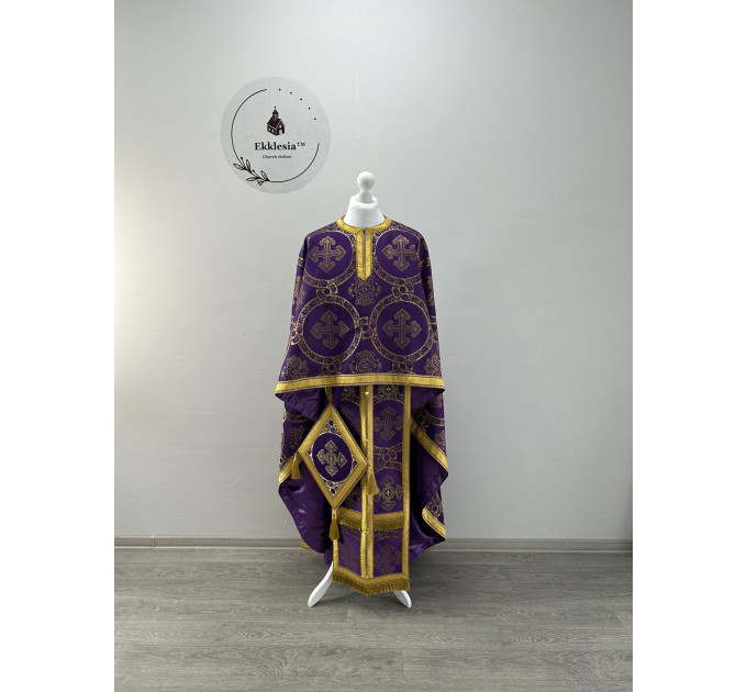 Orthodox vestment set for Lent - Priest vestment set with Oranta cross