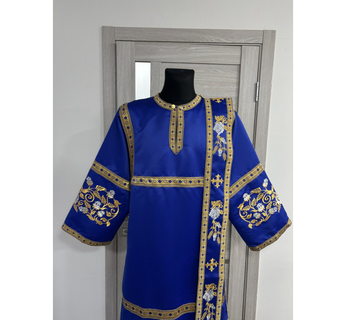 Embroidered vestment for deacon - Stichar, orar, cuffs on satin fabric