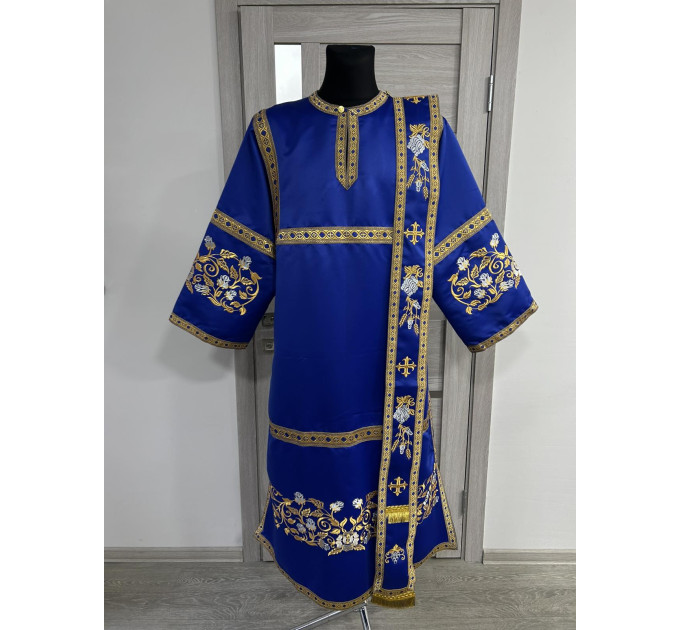 Embroidered vestment for deacon - Stichar, orar, cuffs on satin fabric