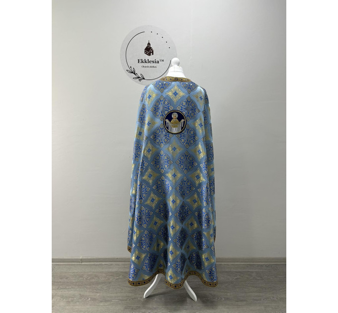 Vestment in blue brocade - Vestment set for priest - Liturgical set