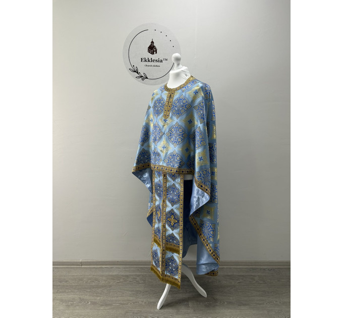 Vestment in blue brocade - Vestment set for priest - Liturgical set