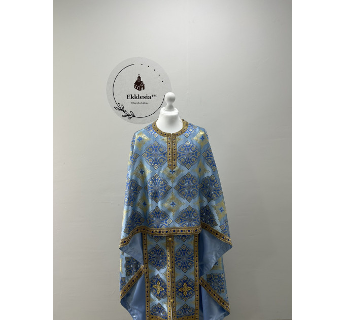 Vestment in blue brocade - Vestment set for priest - Liturgical set