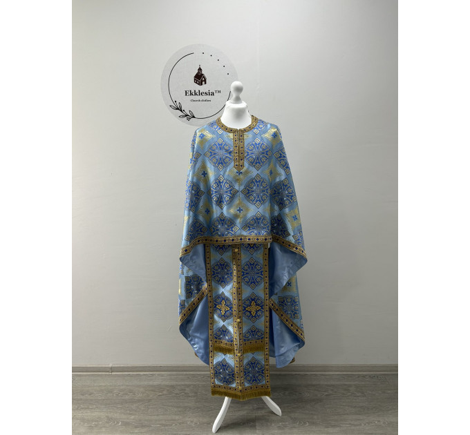 Vestment in blue brocade - Vestment set for priest - Liturgical set