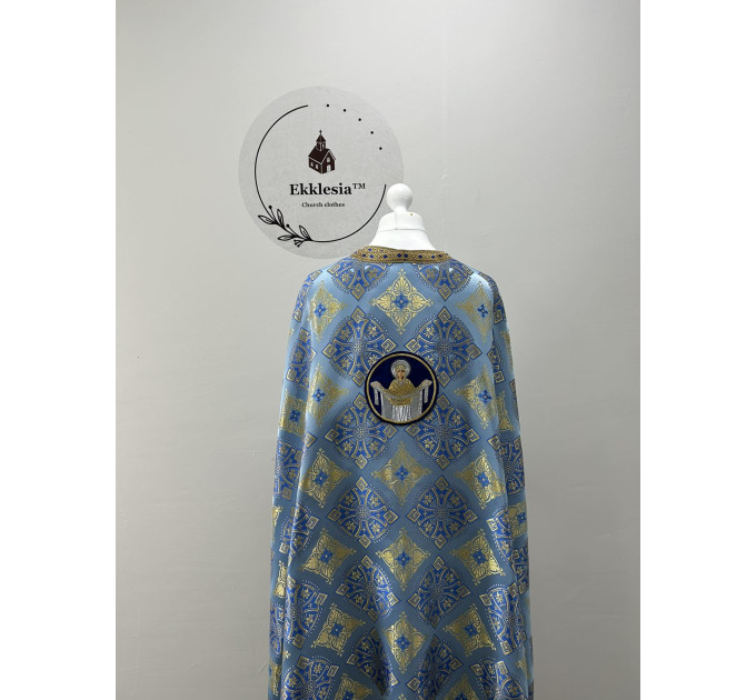 Vestment in blue brocade - Vestment set for priest - Liturgical set