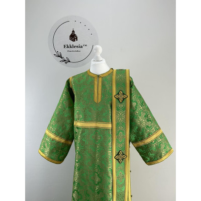 Deacon's Orthodox vestment set - Liturgical stichar and orarin metallic brocade