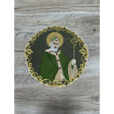 Icon of St. Patrick - Embroidered St. patrick's vestment appliques roundicon