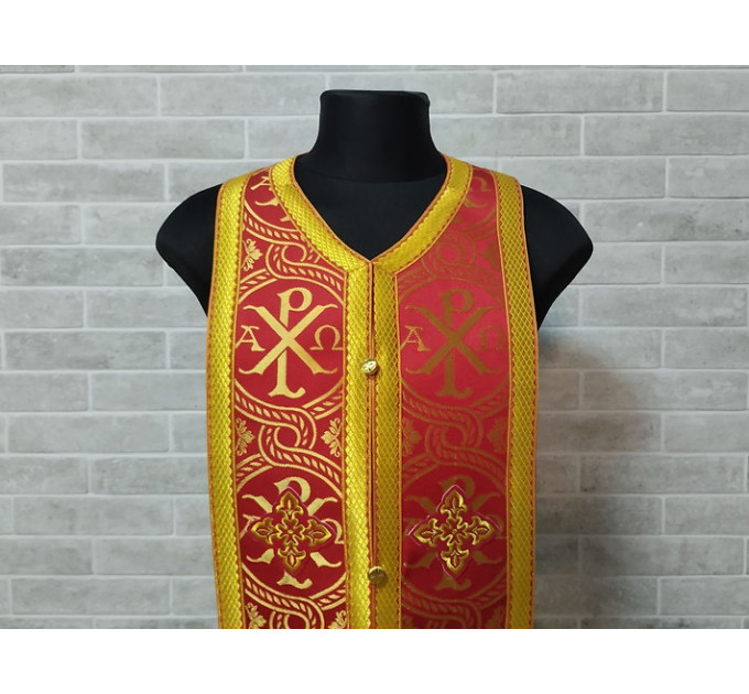 Orthodox stole and cuffs in brocade - Priest's communion set in white - gift