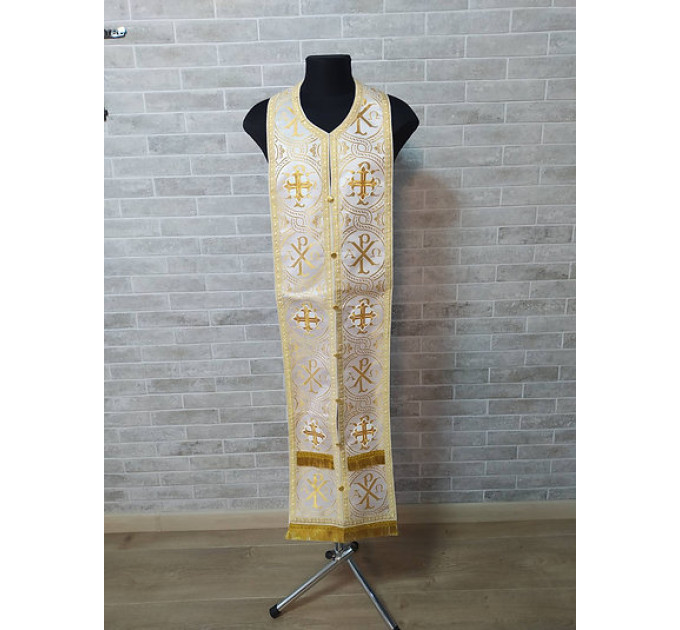 Orthodox stole and cuffs in brocade - Priest's communion set in white - gift