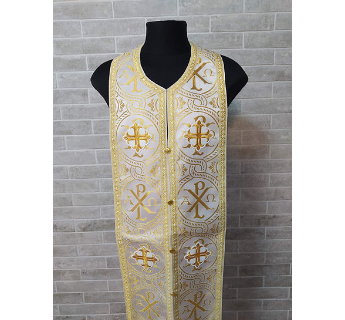 Orthodox stole and cuffs in brocade - Priest's communion set in white - gift