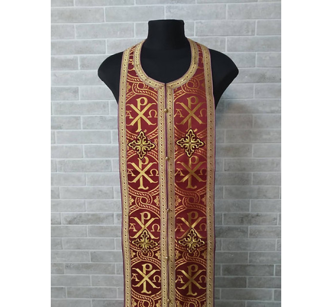 Orthodox stole and cuffs in brocade - Priest's communion set in white - gift
