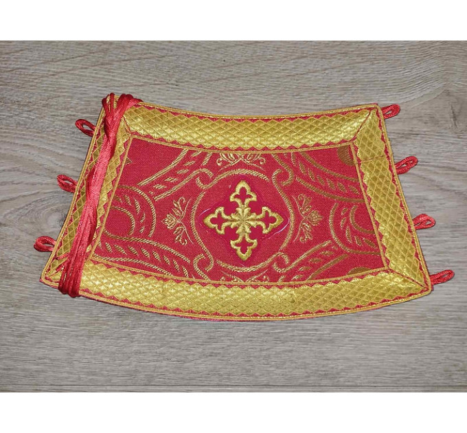 Orthodox stole and cuffs in brocade - Priest's communion set in white - gift