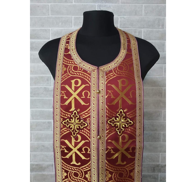 Orthodox stole and cuffs in brocade - Priest's communion set in white - gift