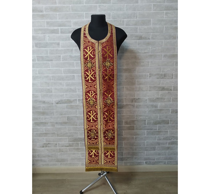 Orthodox stole and cuffs in brocade - Priest's communion set in white - gift