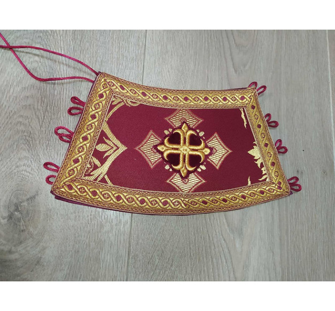 Red stole and cuffs in brocade - Priest's communion set - Orthodox red set