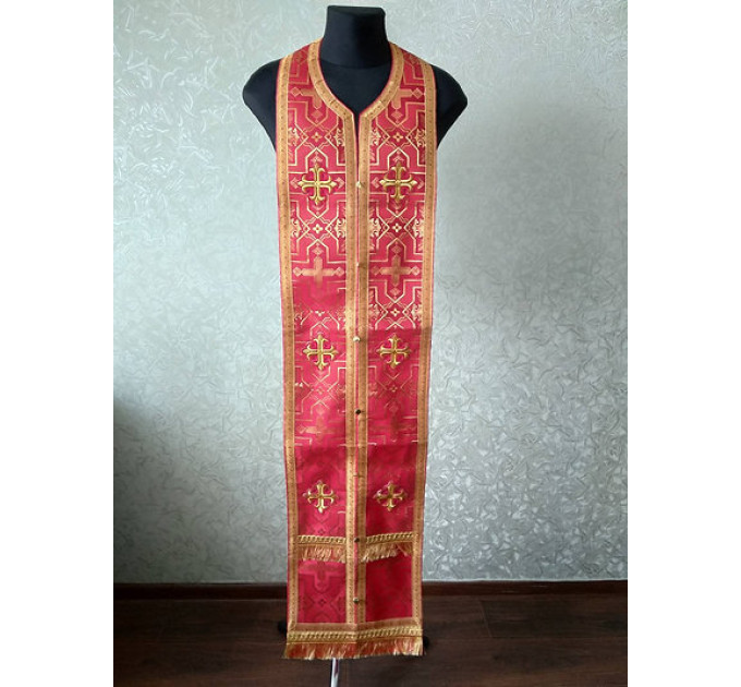Stole and cuffs in brocade - Priest's communion set - Orthodox cloth set