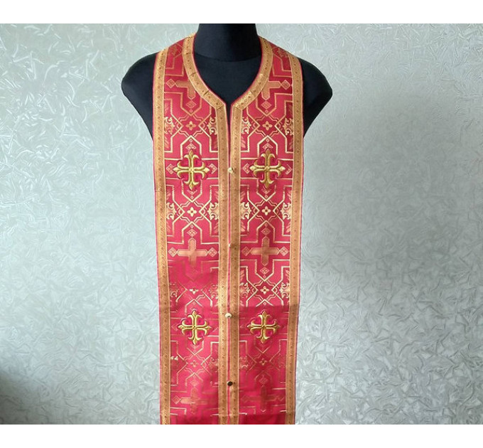 Stole and cuffs in brocade - Priest's communion set - Orthodox cloth set