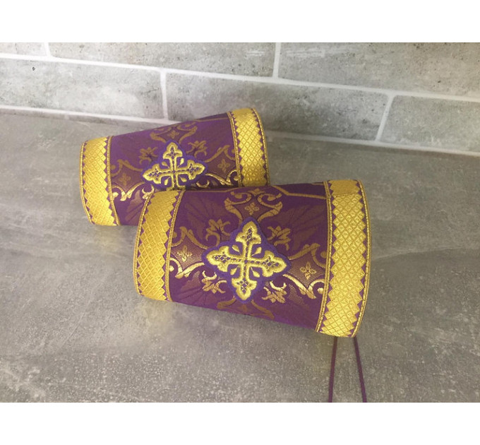 Stole and cuffs in brocade - Priest's communion set - Orthodox cloth set