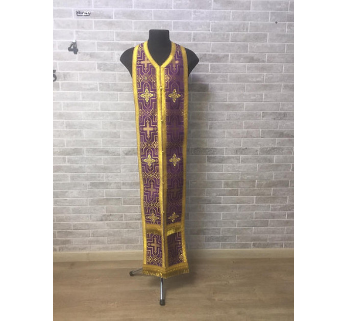 Stole and cuffs in brocade - Priest's communion set - Orthodox cloth set