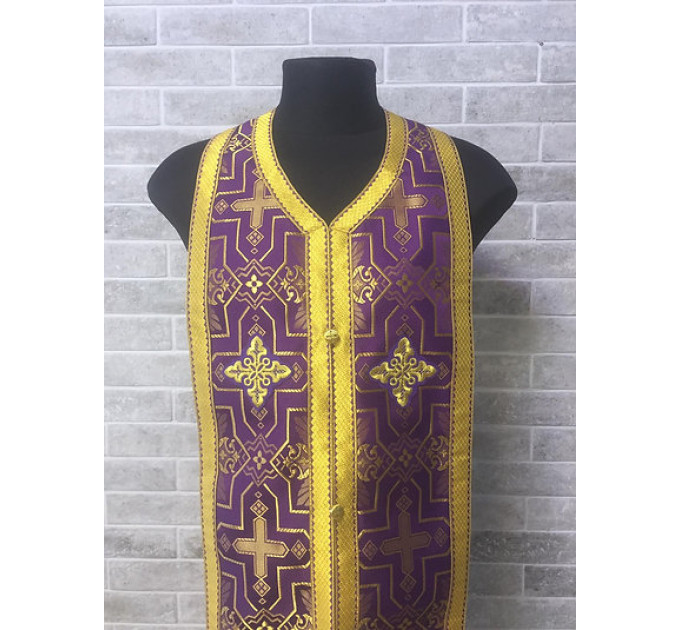 Stole and cuffs in brocade - Priest's communion set - Orthodox cloth set