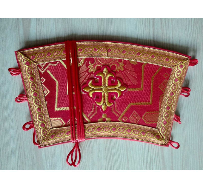 Stole and cuffs in brocade - Priest's communion set - Orthodox cloth set