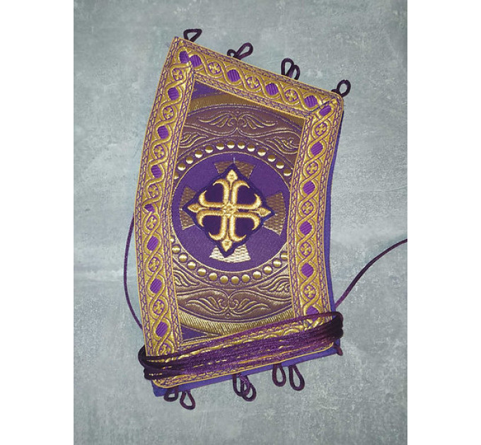 Stole and cuffs in brocade - Priest's communion set - Orthodox priest's cloth