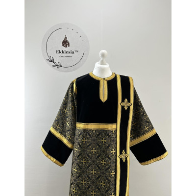 Combined velvet and brocade Protodeacon's stikharion - Deacon's alb - Orthodox Vestment - Deacon's set of vestments - Stikharion