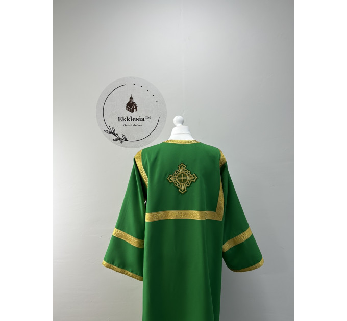 Green Altar Server Reader Robe in gabardine - Stikharion - Surplice - Rochet