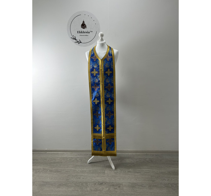 Unique brocade priest set of stole and cuffs - Communion set - Orthodox priest