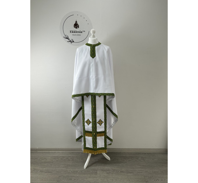 Greek vestment set in gabardine with embroidered trim - Orthodox priest vestment