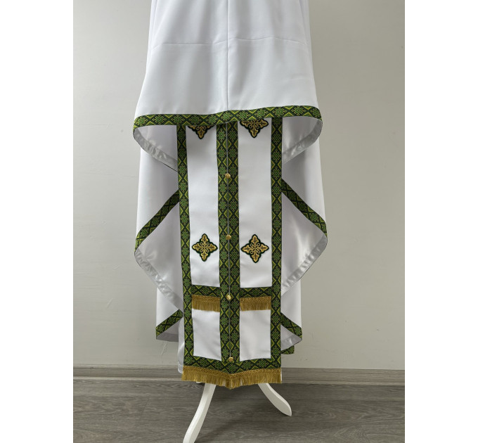 Greek vestment set in gabardine with embroidered trim - Orthodox priest vestment