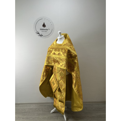Slavic style Priest vestment in metallic brocade - Liturgical priest robe