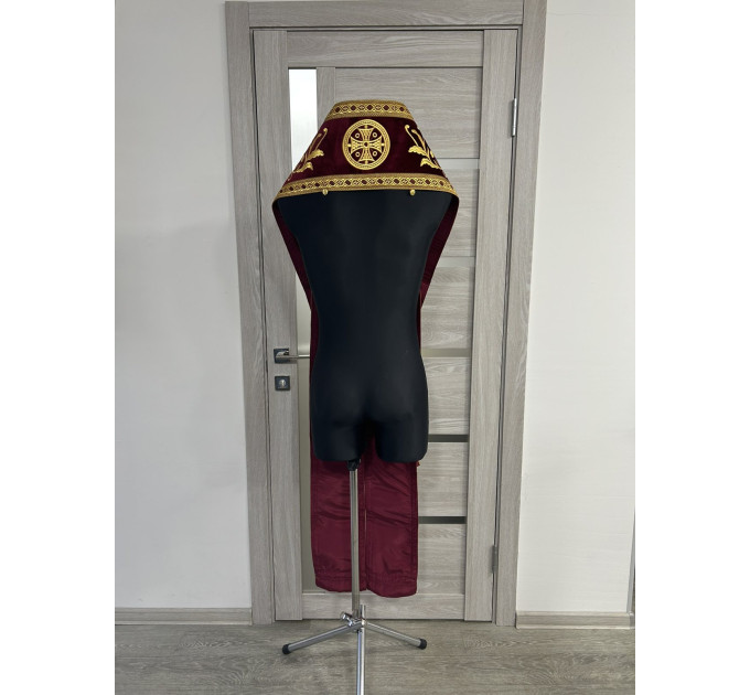 Bishop's embroidered communion set - Bishop Stole and cuffs in velvet fabric