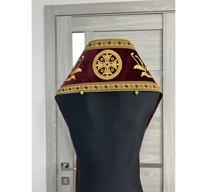 Bishop's embroidered communion set - Bishop Stole and cuffs in velvet fabric