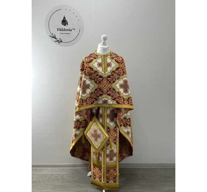 Gold priest vestment - Liturgical vestment on brocade - Church garment