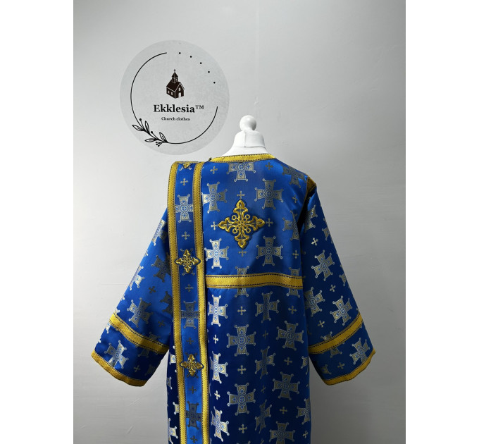 Orthodox vestment for deacon - Blue stichar with orar in Turkish silk