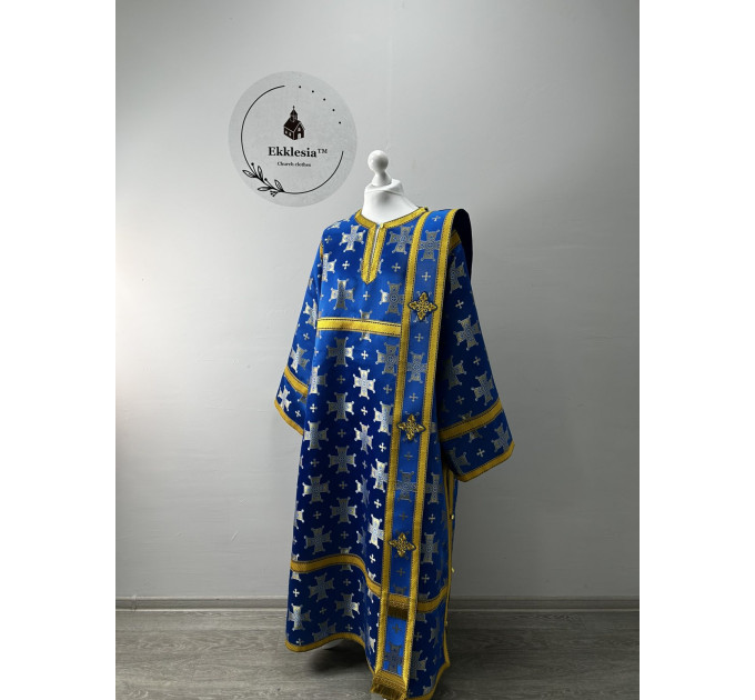 Orthodox vestment for deacon - Blue stichar with orar in Turkish silk