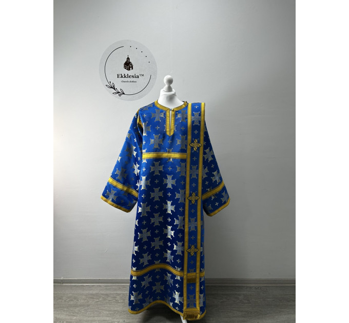 Orthodox vestment for deacon - Blue stichar with orar in Turkish silk