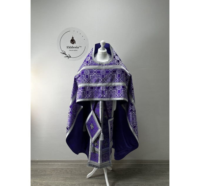 Slavic-style priest vestment for Lent - Orthodox set - Church brocade phelon