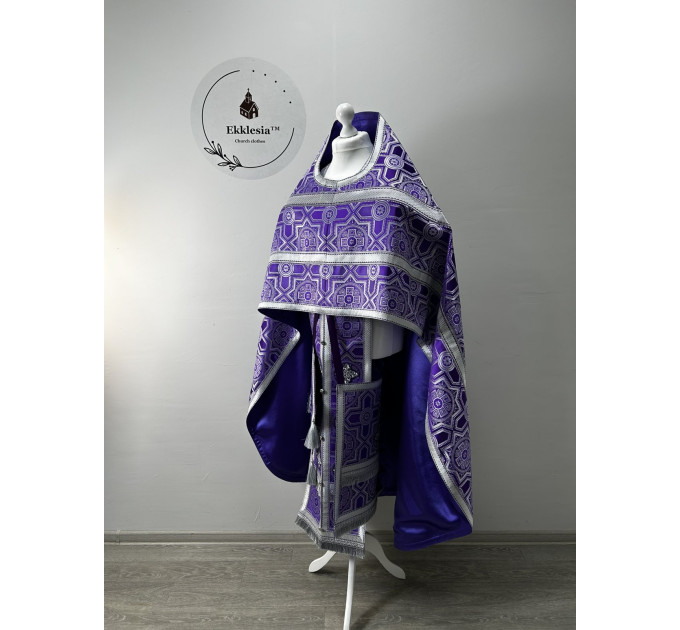 Slavic-style priest vestment for Lent - Orthodox set - Church brocade phelon